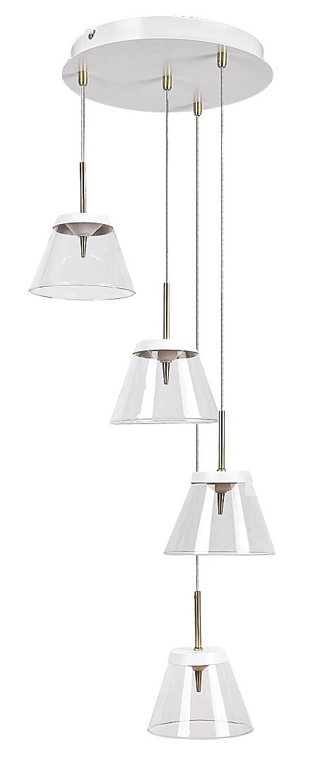 Rabalux Aviana lampă suspendată 4x6 W alb-alamă-transparent 5032