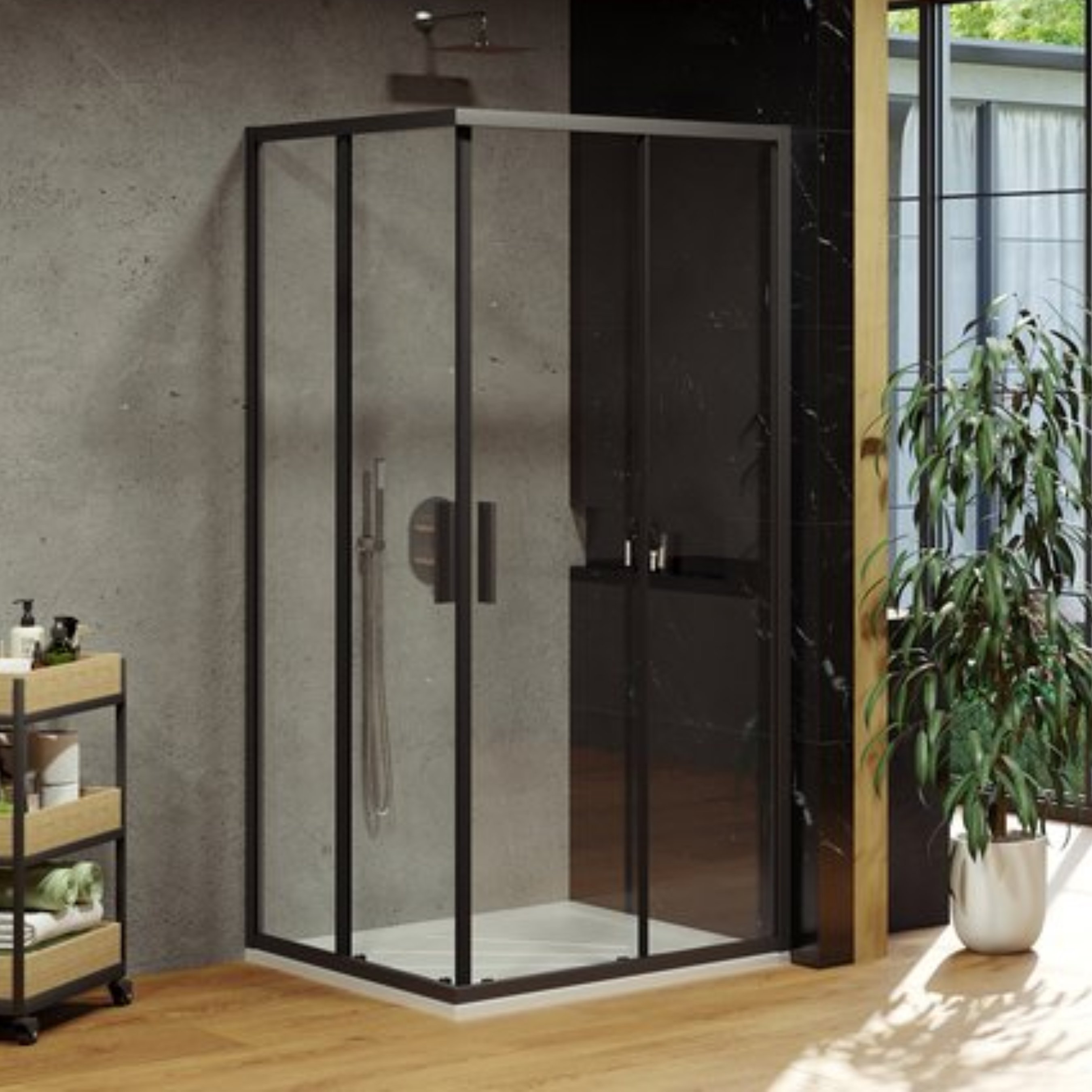 Ravak Blix Slim uși de duș 100 cm culisantă negru mat/sticlă transparentă X1XMA0300Z1