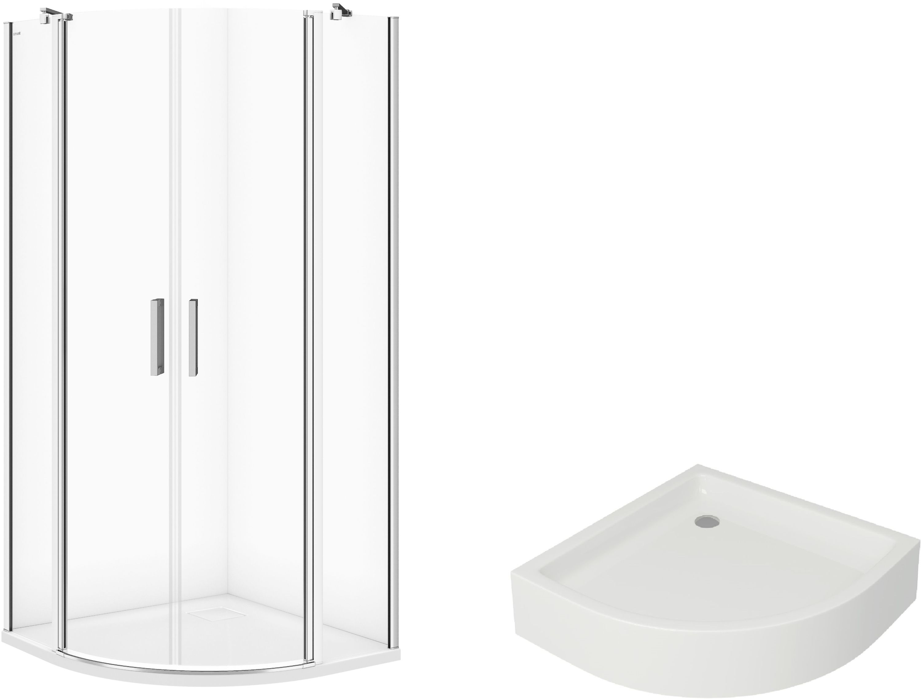 Set cabină de duș Cersanit Moduo S162-010, cădiță de duș semirotundă Cersanit Tako S204-004