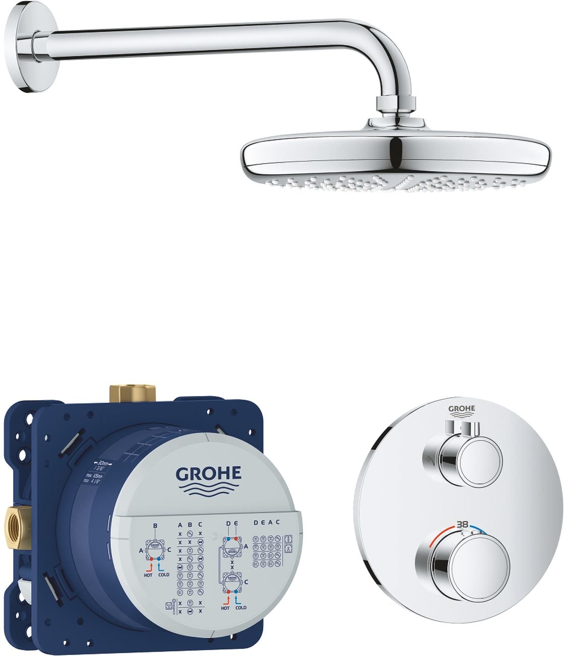 Grohe Grohtherm set de duș ascuns cu termostat cu duș de ploaie StarLight Chrome 34726000