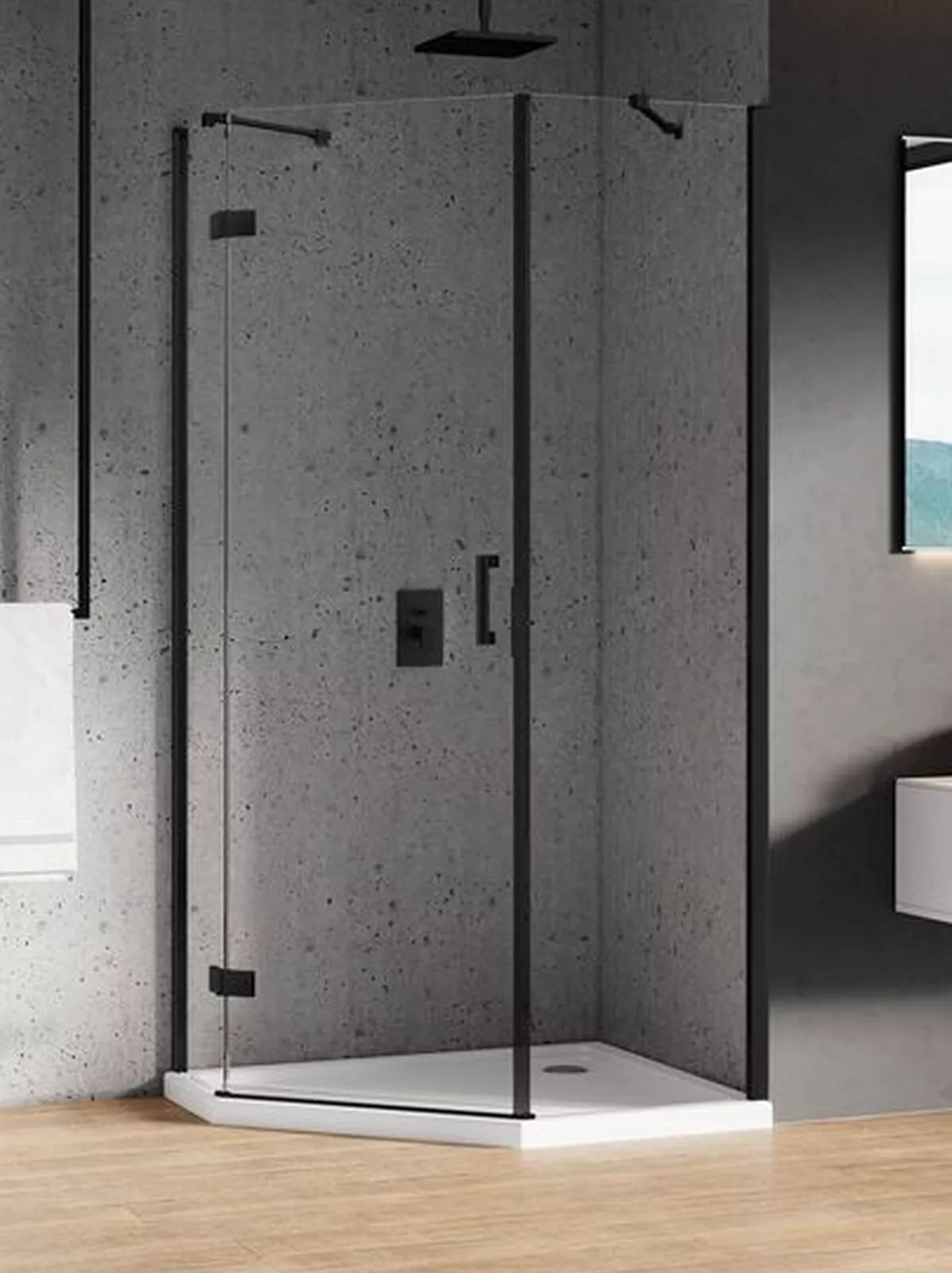 New Trendy New Azura Black cabină de duș 100x80 cm negru mat/sticlă transparentă K-0675