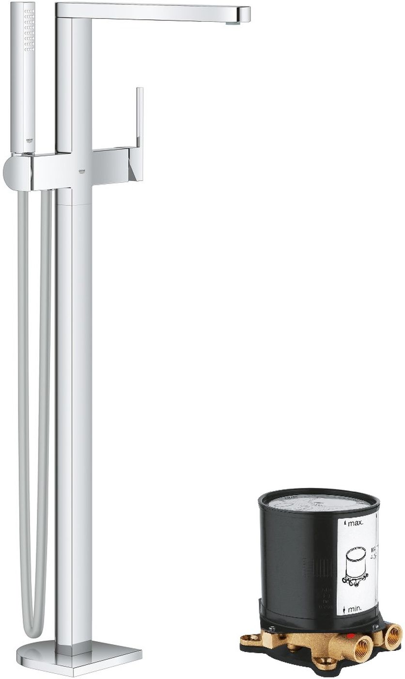 Set baterie cadă-duș Grohe Plus 23846003, element de fixare pe podea Grohe 45984001