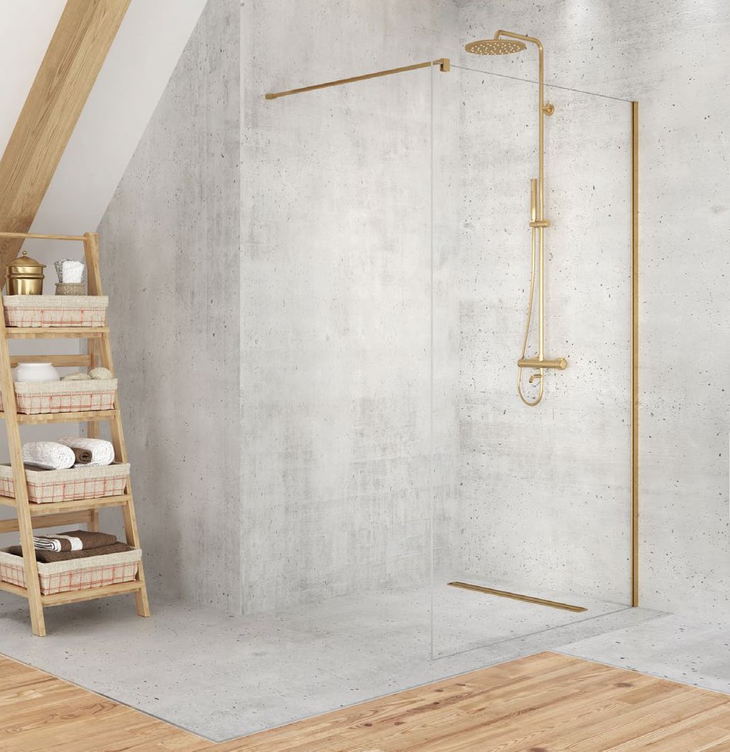 New Trendy Velio Satin Gold perete cabină de duș walk-in 70 cm auriu semi lucios/sticla transparentă D-0198B