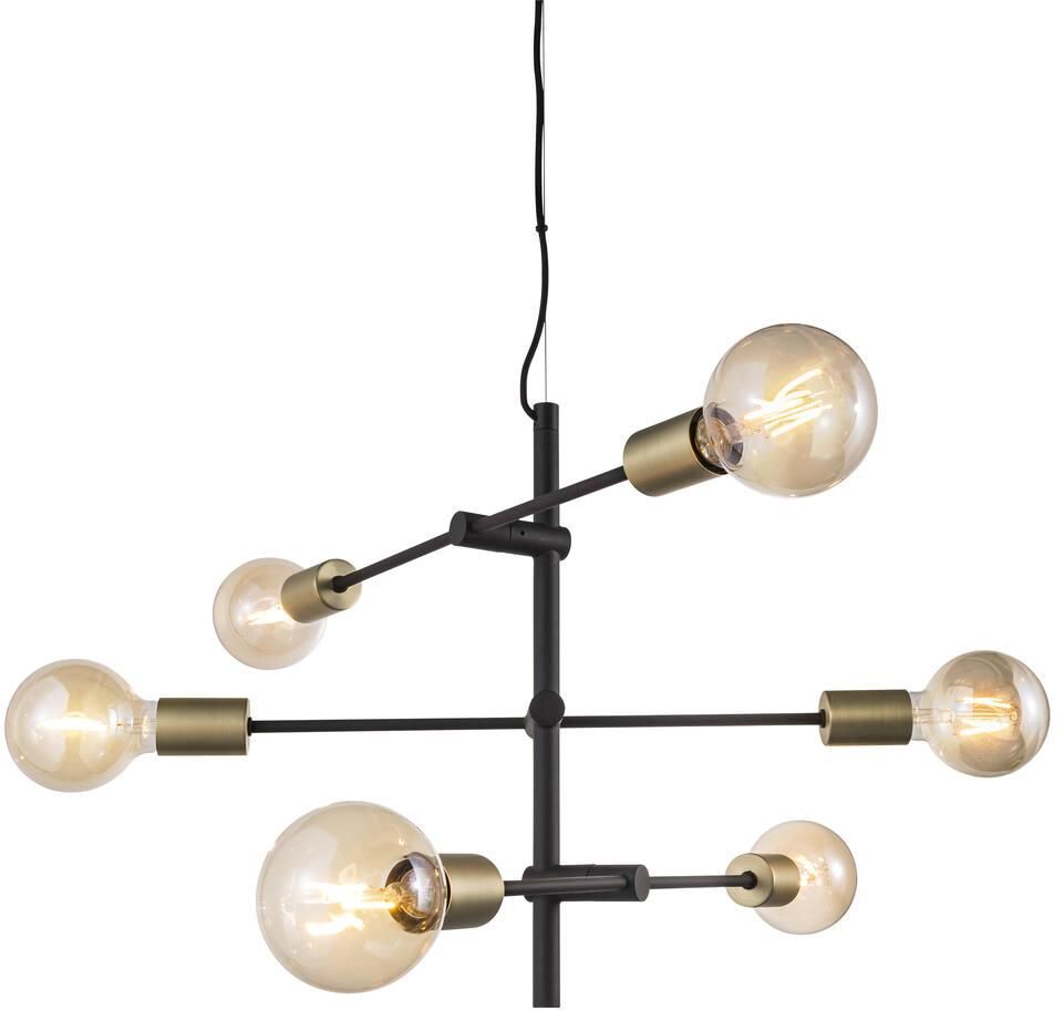 Nordlux Josefine lampă suspendată 6x28 W negru-alamă 48933003