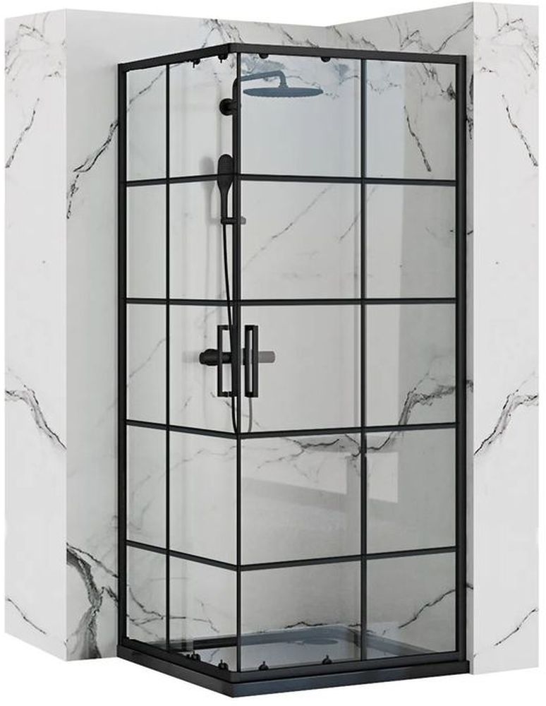 Rea Concept cabină de duș 100x80 cm negru semi lucios/sticlă transparentă REA-K6389