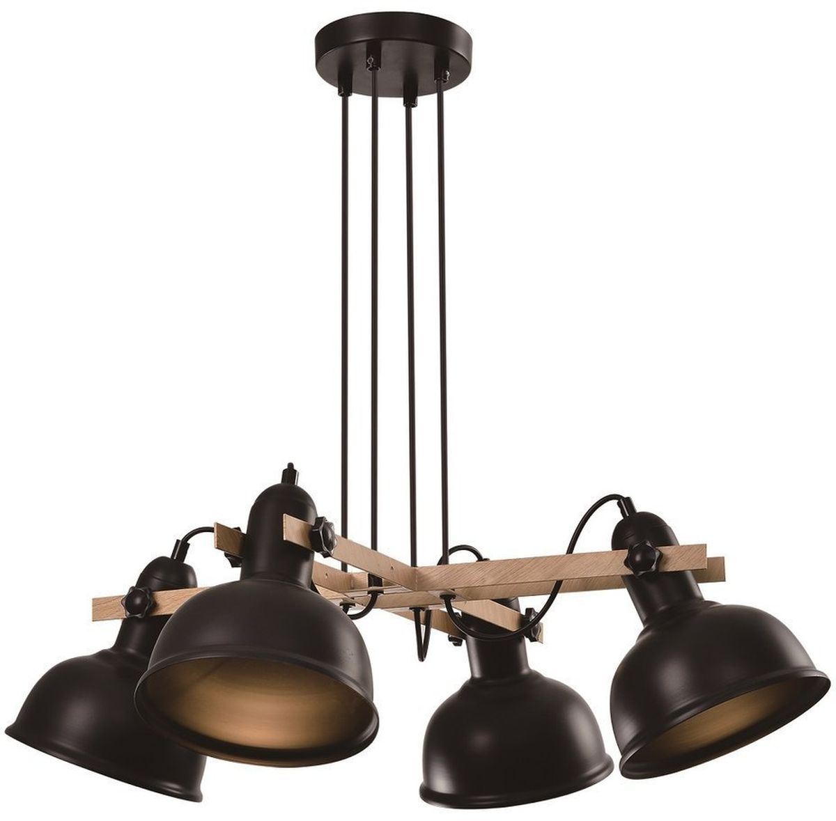 Candellux Reno lampă suspendată 4x40 W negru-lemn 34-78155