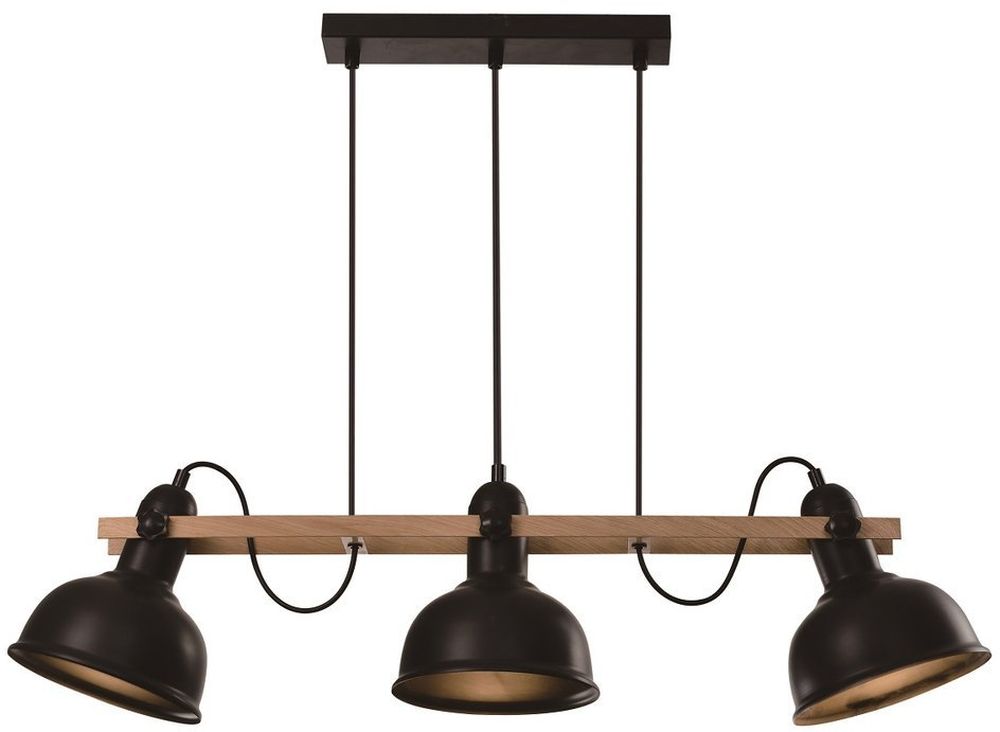 Candellux Reno lampă suspendată 3x40 W negru-lemn 33-79060