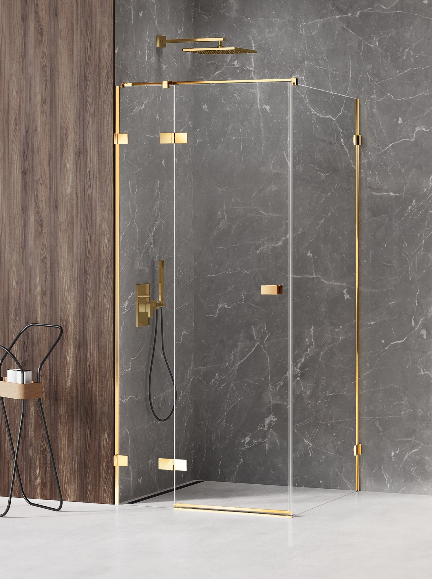 New Trendy Avexa Gold Shine cabină de duș 80x70 cm dreptunghiular auriu luciu/sticlă transparentă EXK-1644