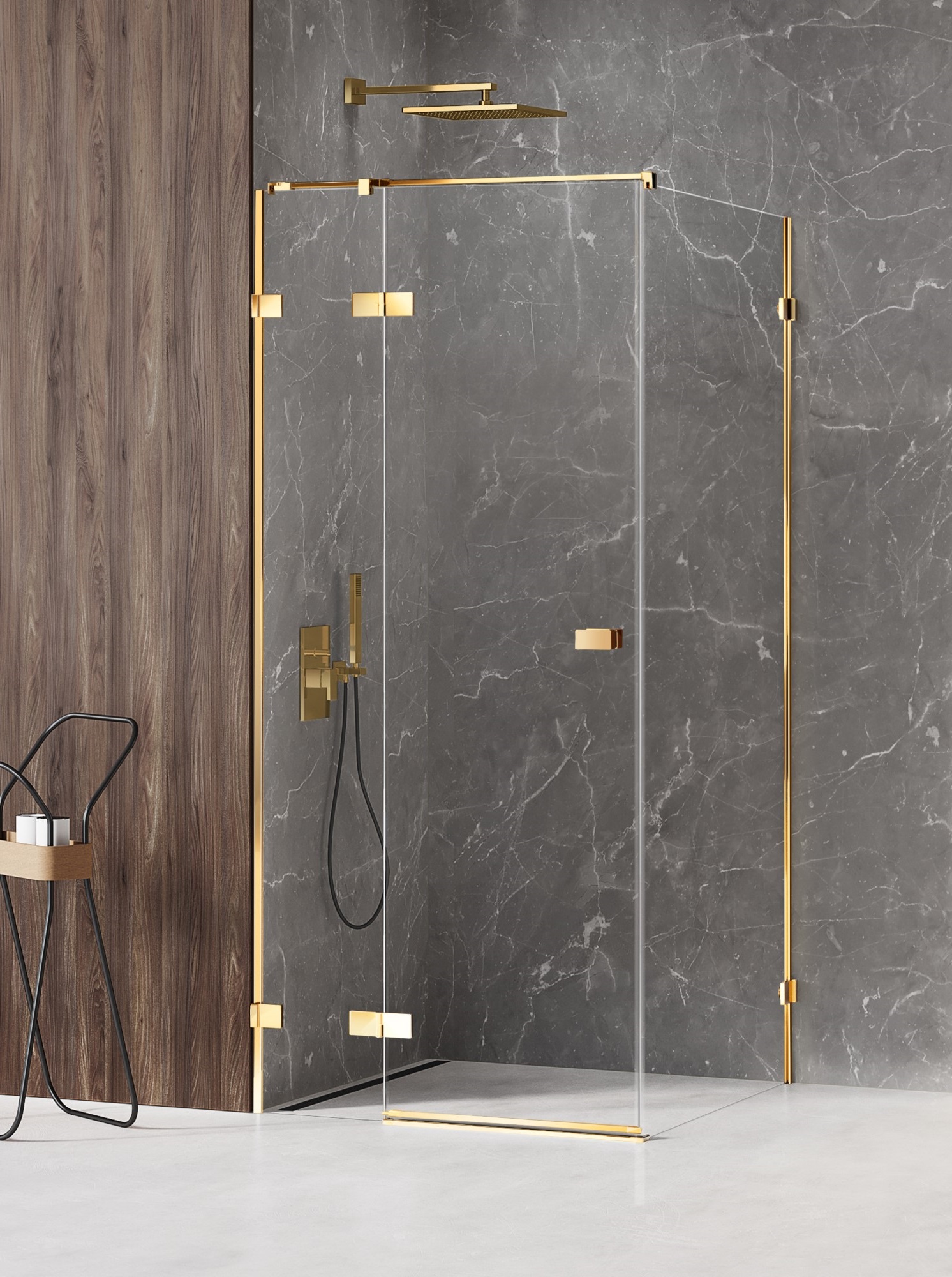 New Trendy Avexa Gold Shine cabină de duș 120x100 cm dreptunghiular auriu luciu/sticlă transparentă EXK-1678