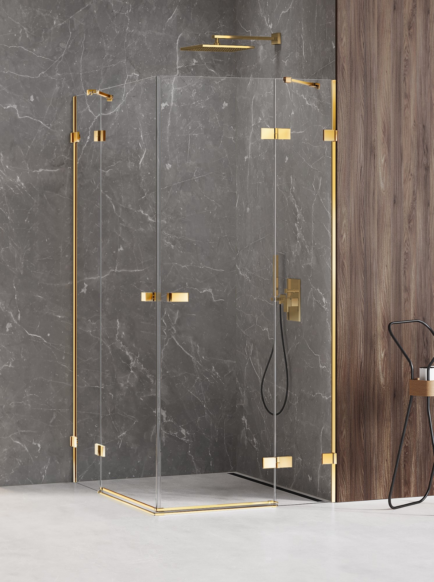 New Trendy Avexa Gold Shine cabină de duș 120x80 cm dreptunghiular auriu luciu/sticlă transparentă EXK-1695