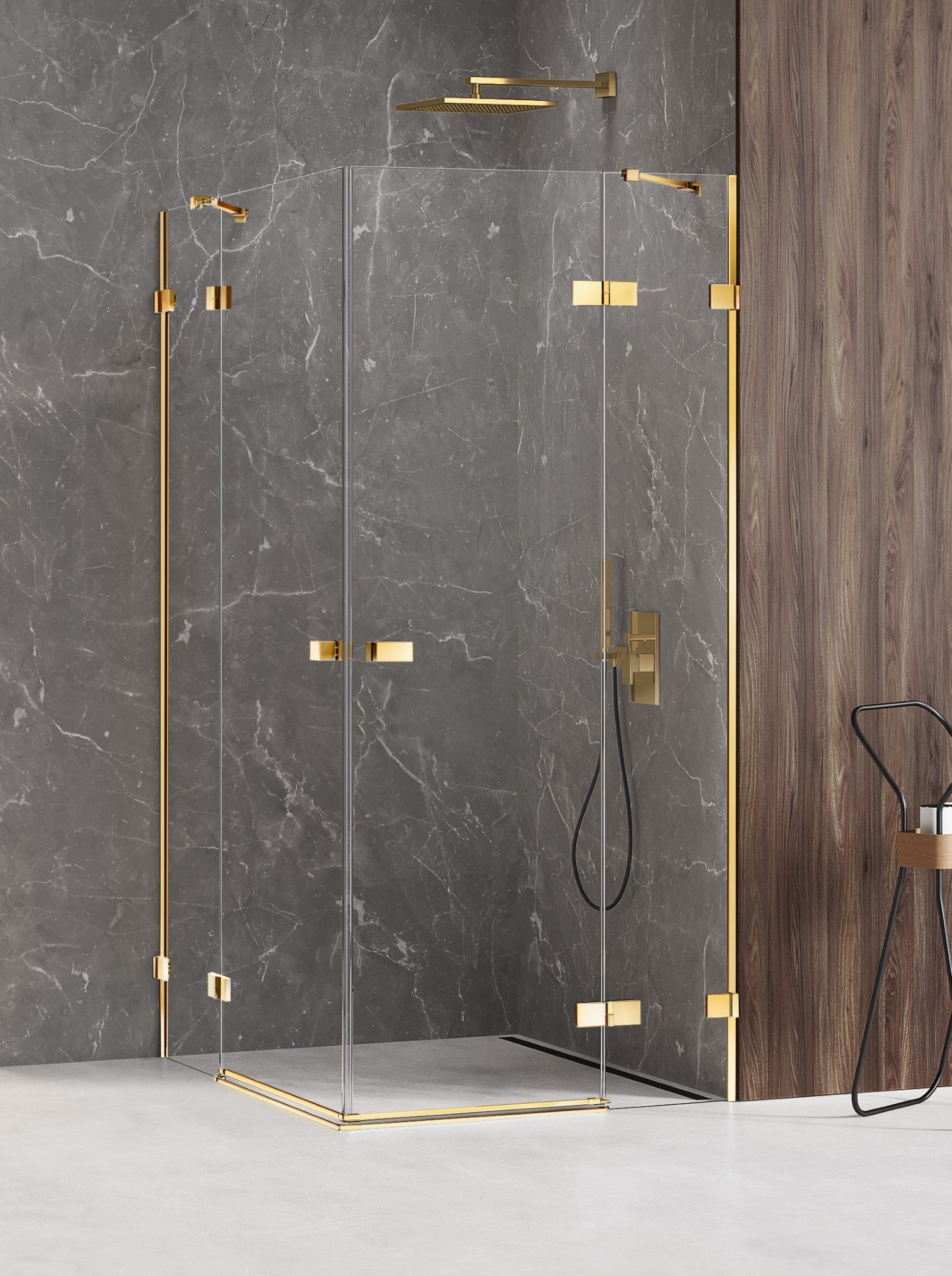 New Trendy Avexa Gold Shine cabină de duș 100x90 cm dreptunghiular auriu luciu/sticlă transparentă EXK-1701