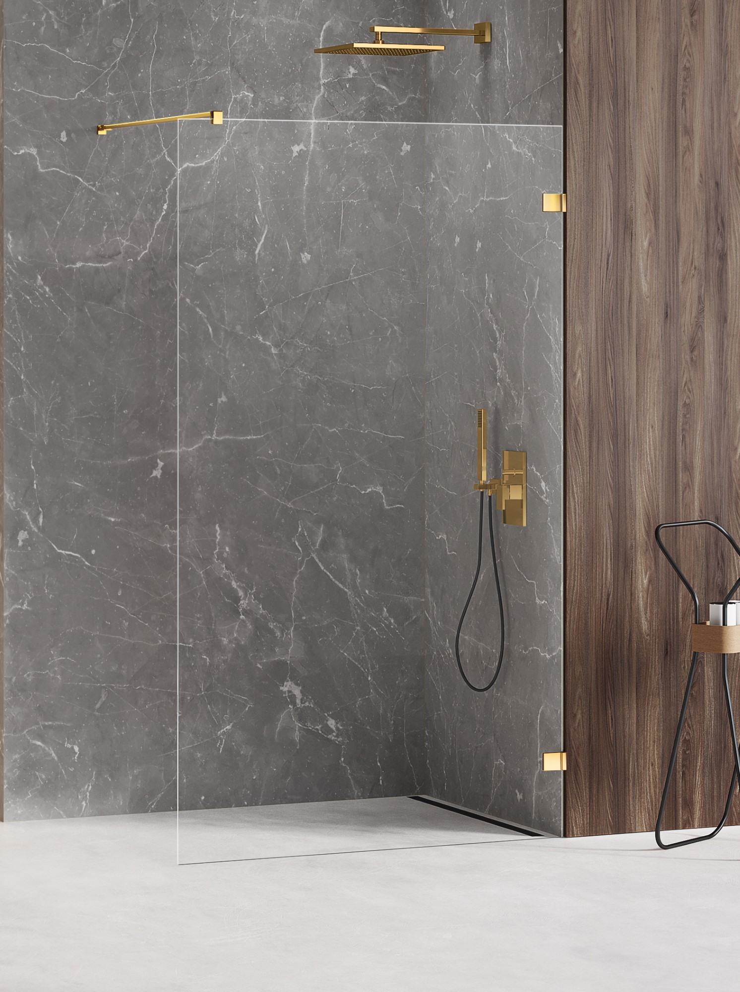 New Trendy Avexa Gold Shine perete de duș 90 cm auriu luciu/sticla transparentă EXK-1710