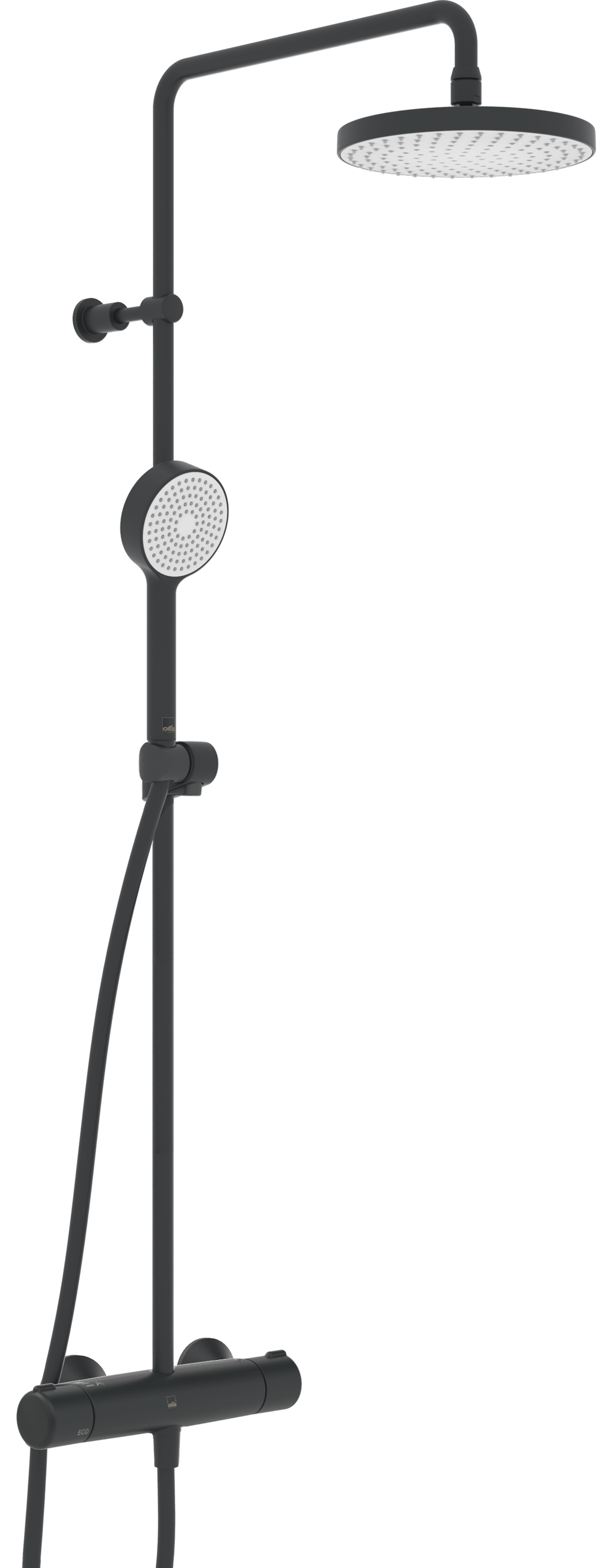 Oras Nova set de duș perete cu termostat cu duș de ploaie negru 7402U-33