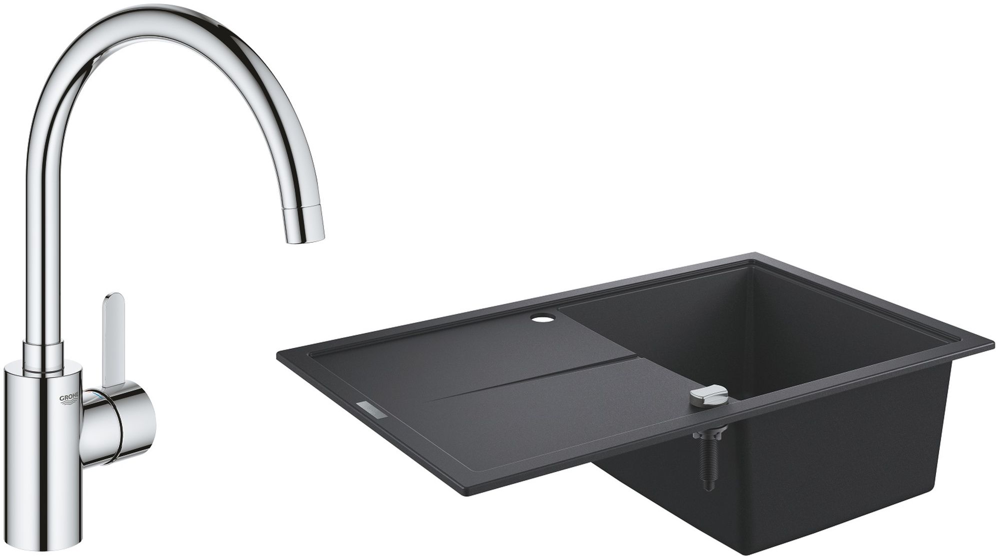 Set chiuvetă din granit Grohe K400 31639AP0, baterie bucătărie Grohe Eurosmart Cosmopolitan 32843002