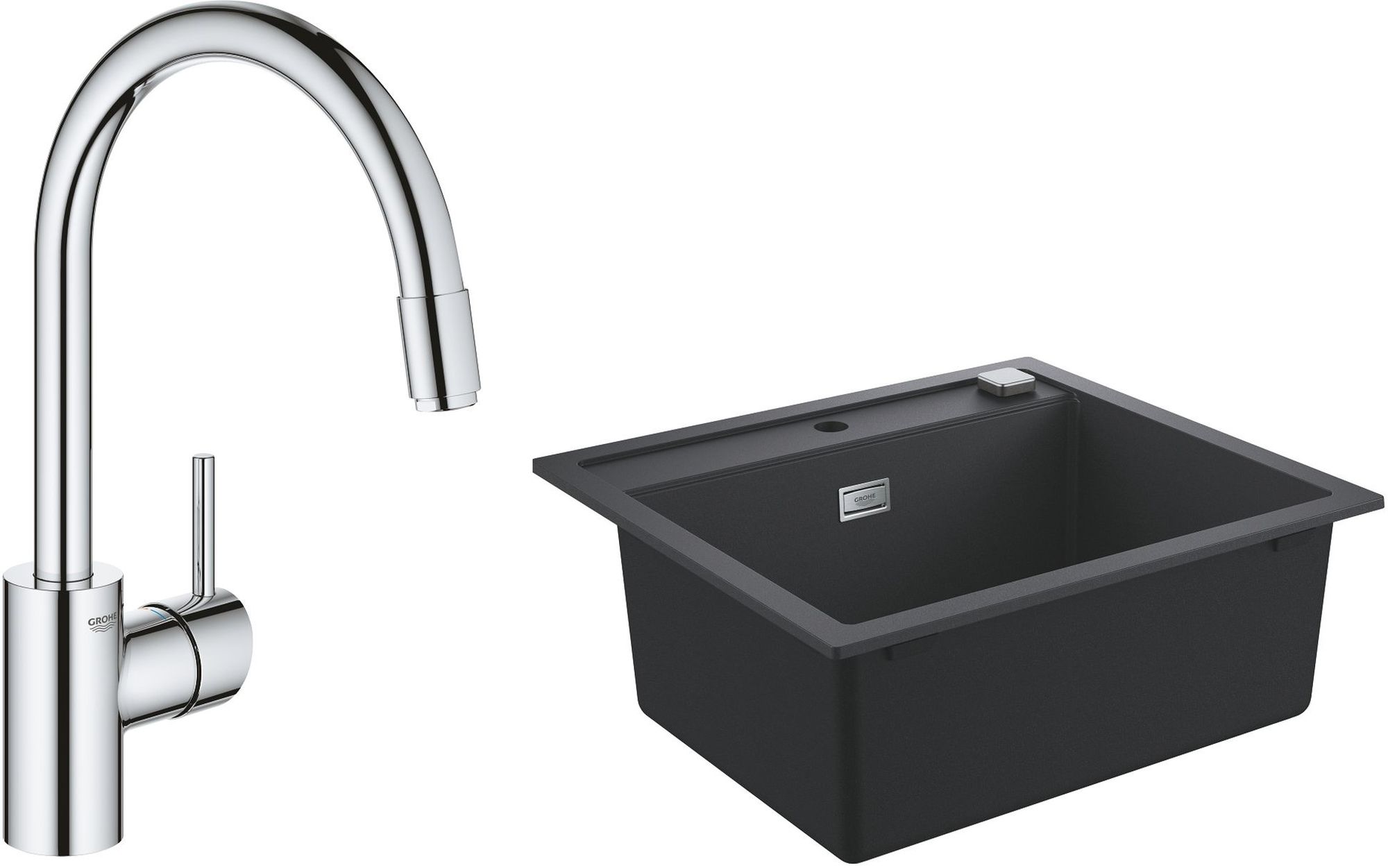 Set chiuvetă din granit Grohe K700 31651AP0, baterie bucătărie Grohe Concetto 32663003