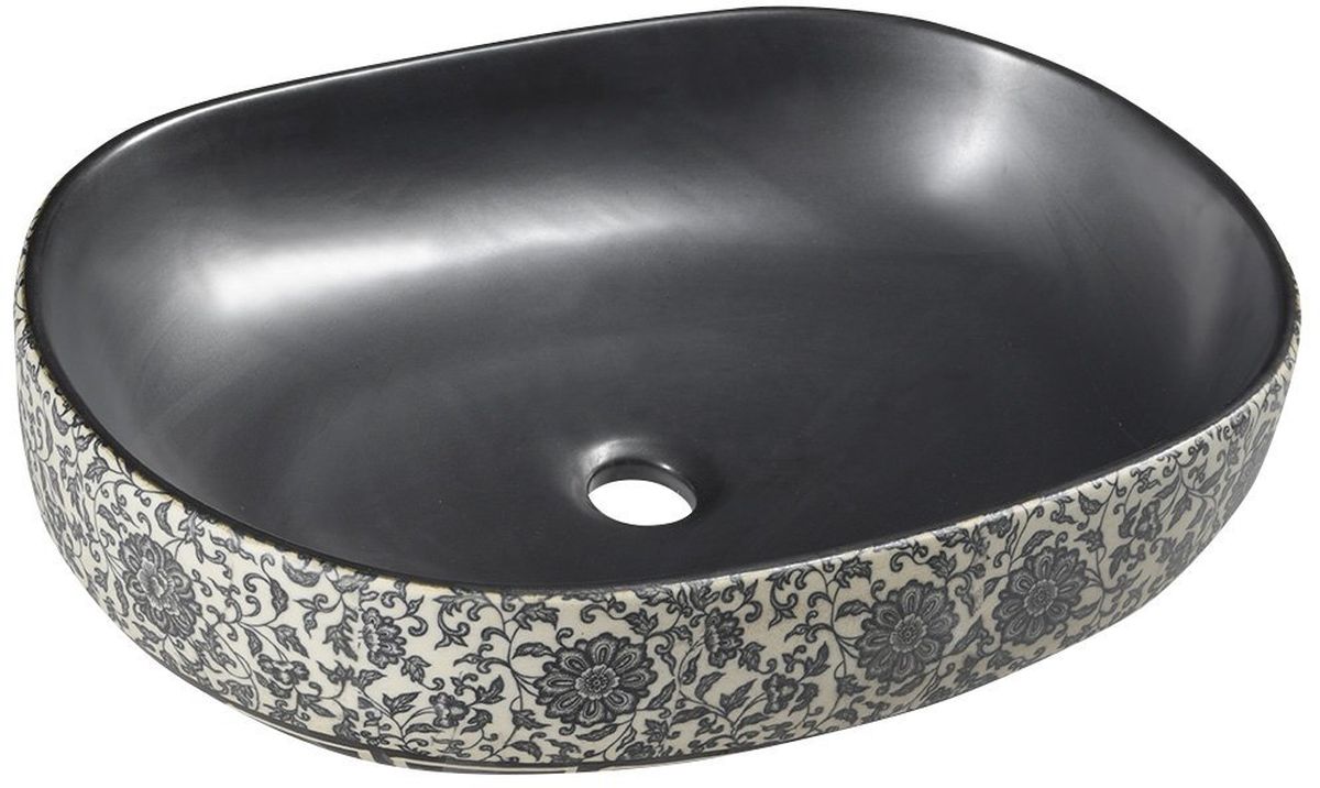 Sapho Priori lavoar 60x40 cm oval de blat bicolor-negru-albastru PI026