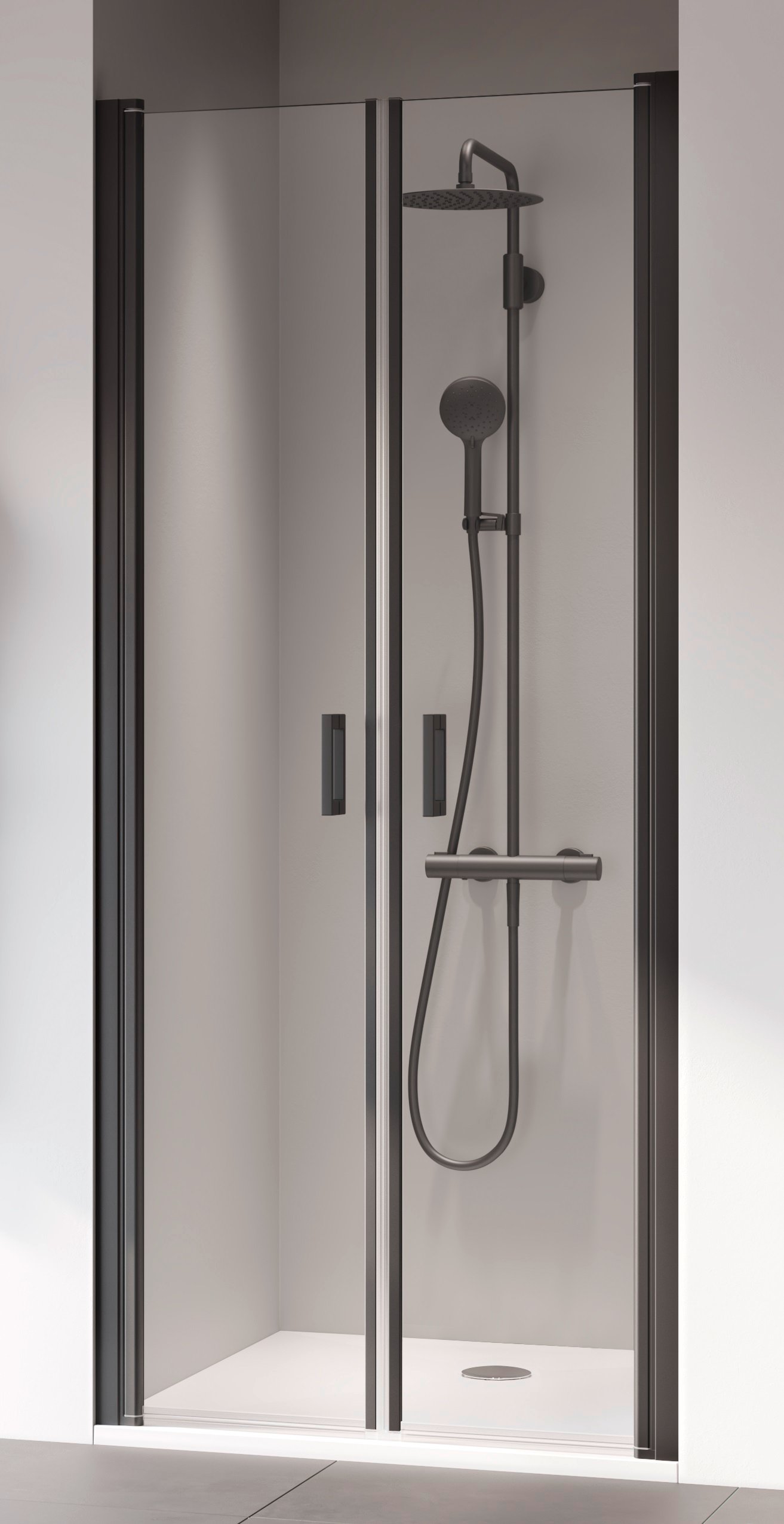 Kermi Cada XS uși de duș 115 cm înclinabilă negru mat/sticlă transparentă CKPTD115203PK