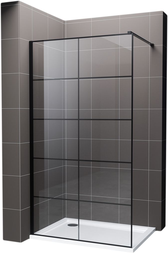 Hagser Agatha perete cabină de duș walk-in 80 cm negru mat/sticla transparentă HGR80000022