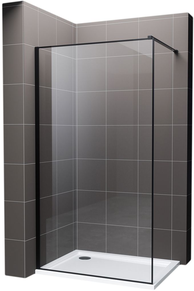 Hagser Hawisa perete cabină de duș walk-in 80 cm negru mat/sticla transparentă HGR40000022