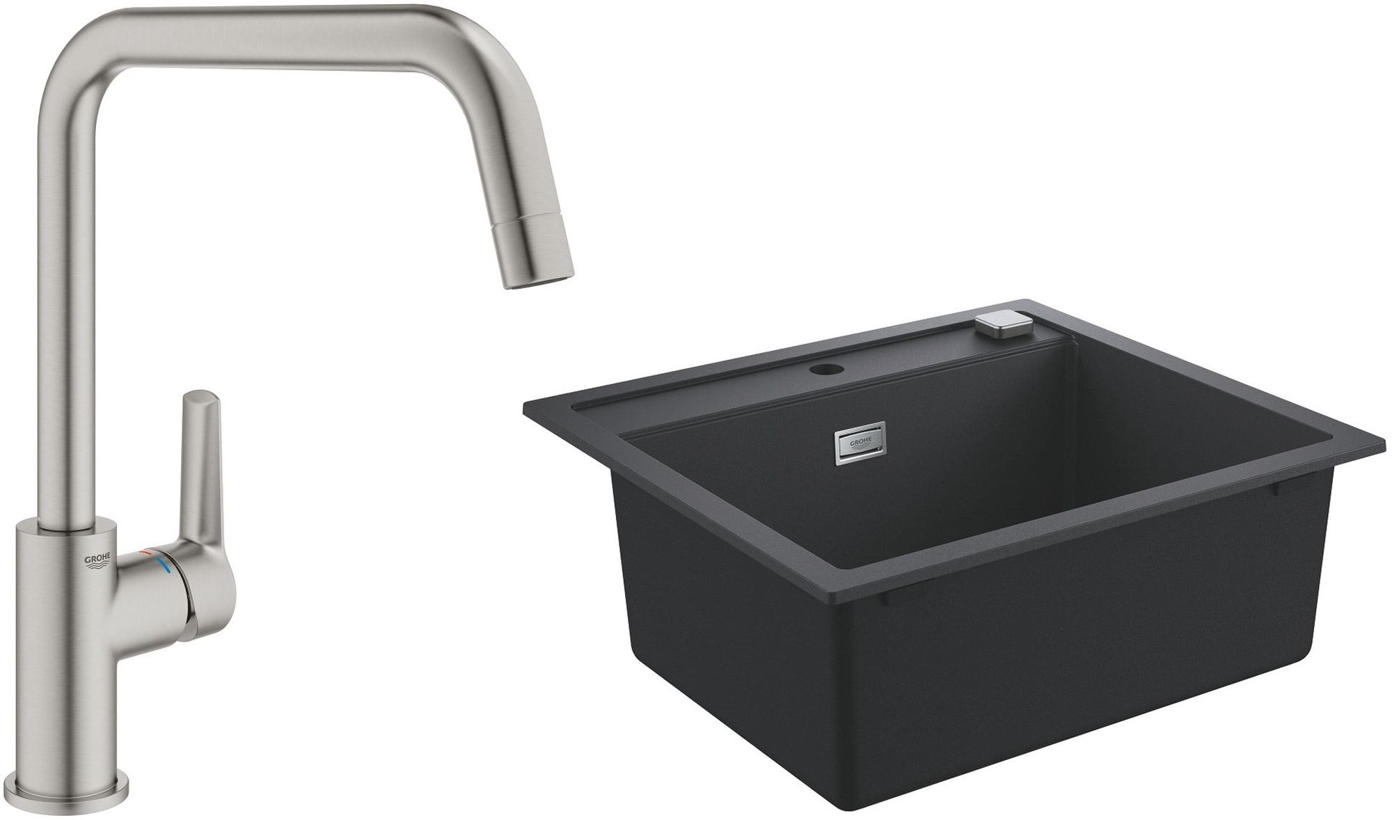 Set chiuvetă din granit Grohe K700 31651AP0, baterie bucătărie Grohe Start 30470DC0