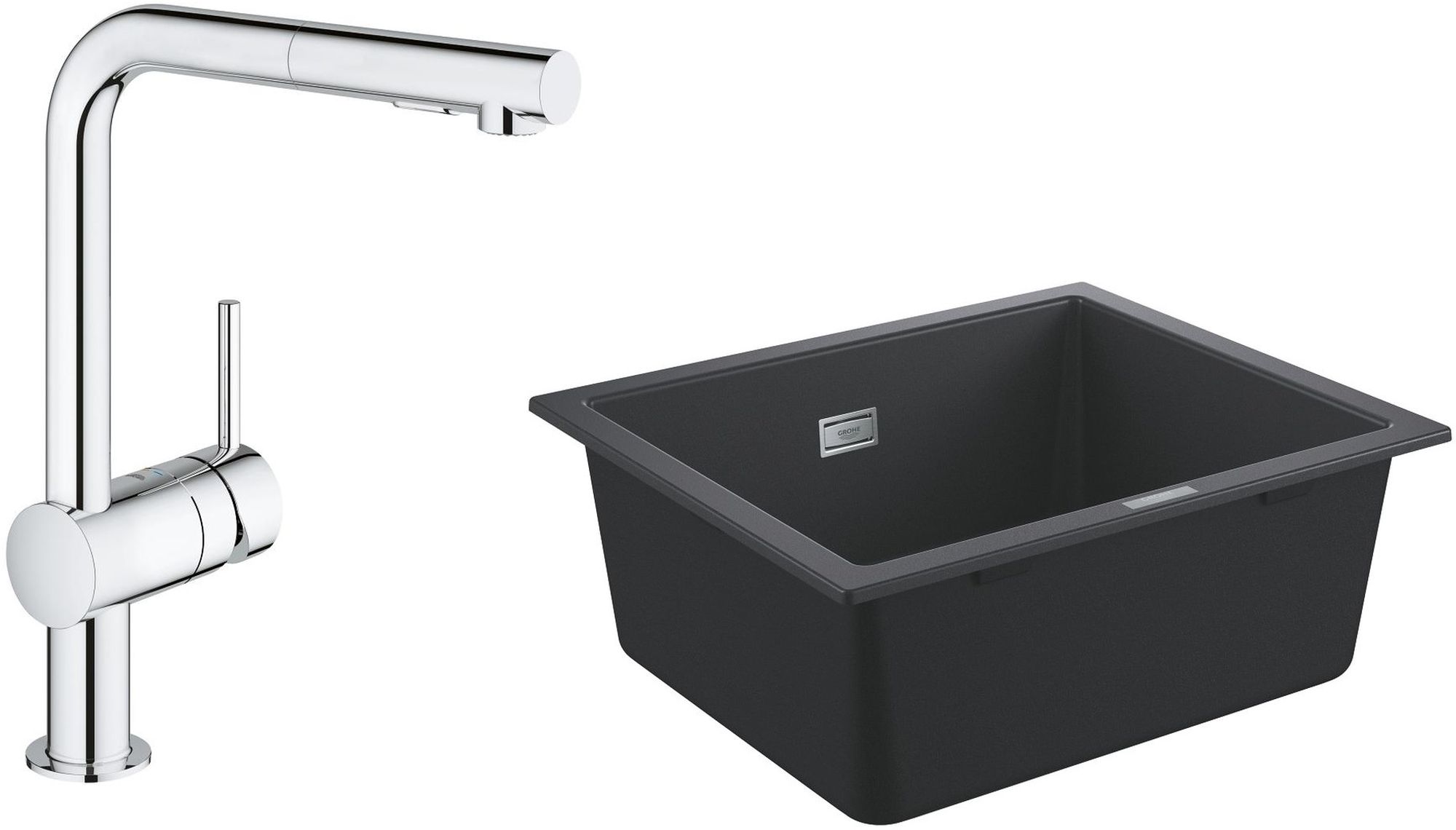 Set chiuvetă din granit Grohe K700 31654AP0, baterie bucătărie Grohe Minta 30274000