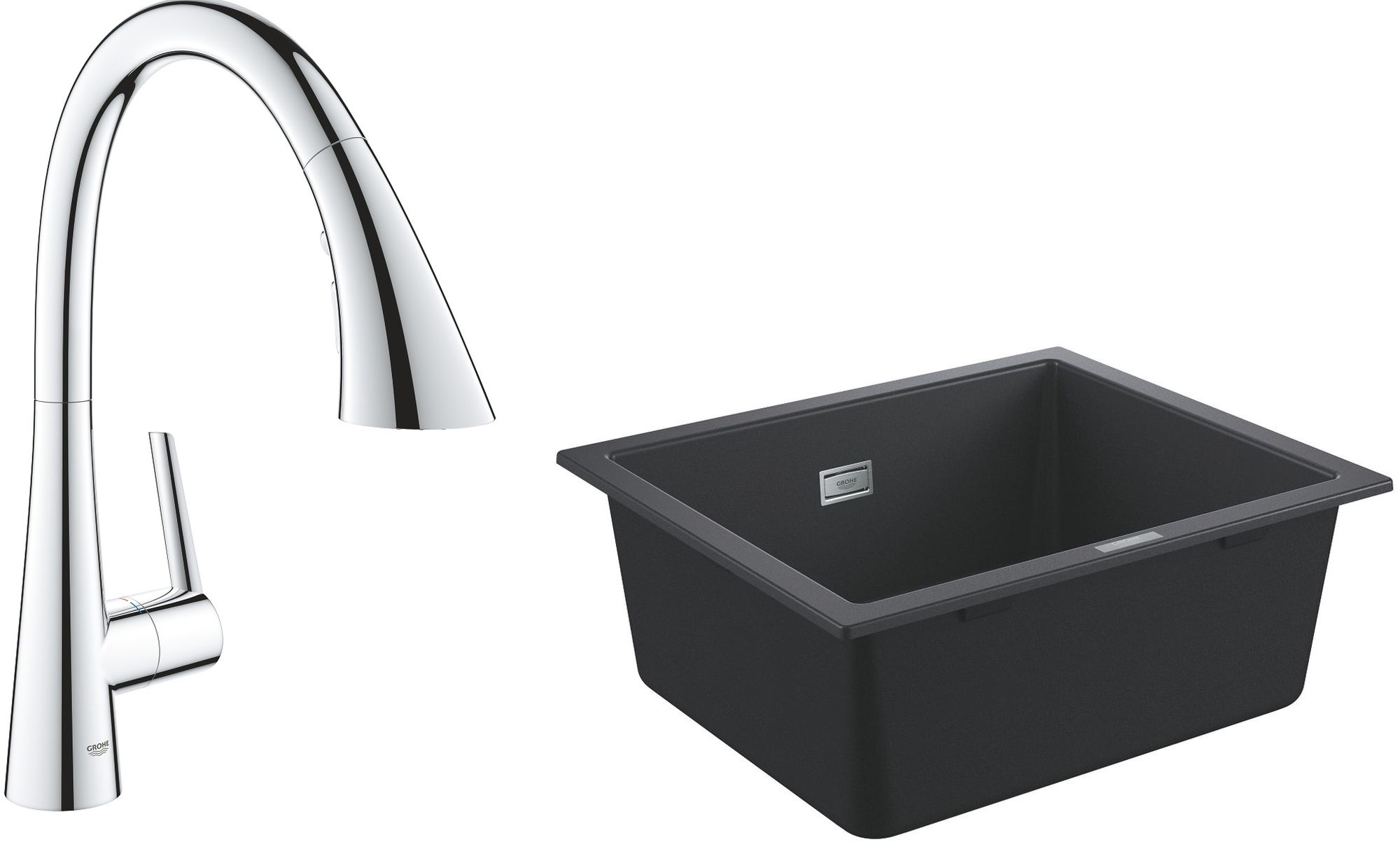 Set baterie bucătărie Grohe Zedra 32294002, chiuvetă din granit Grohe K700 31654AP0