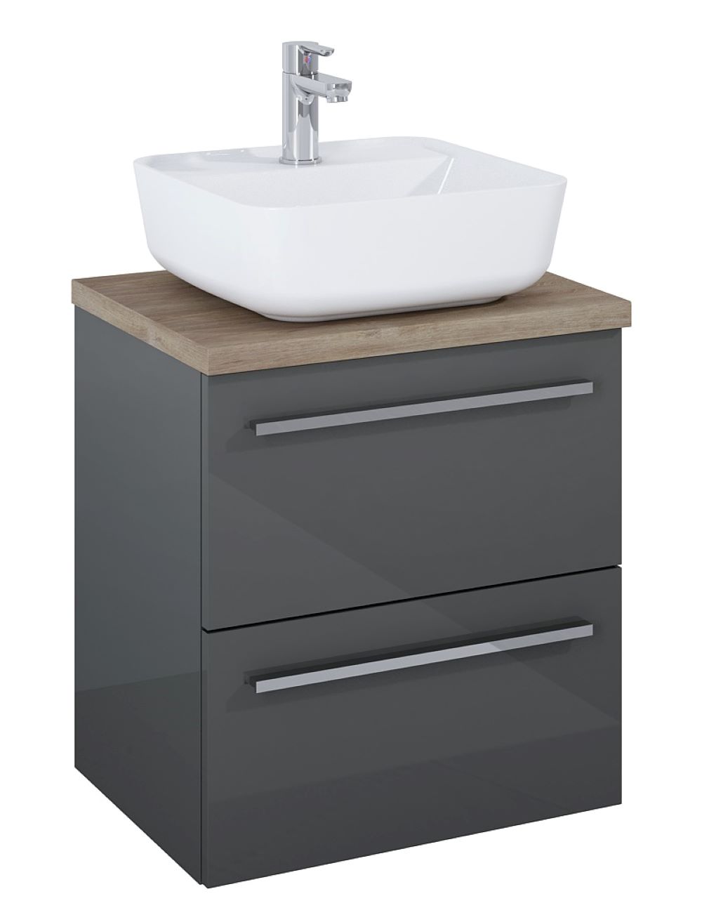 Elita Kwadro Plus lavoar cu dulap și blat 50.4 cm antracit 168445