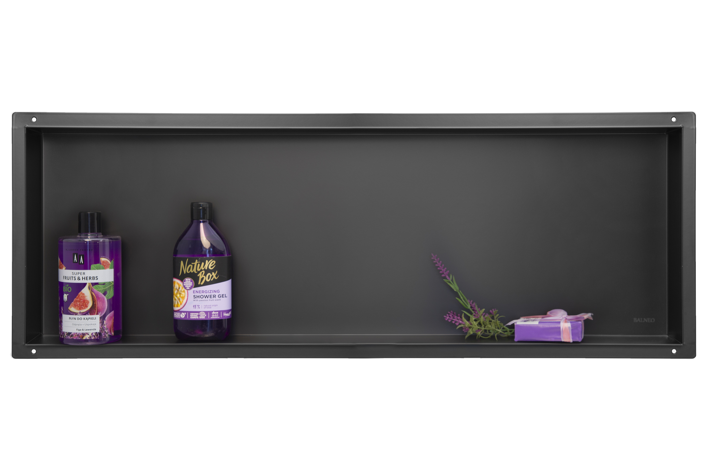 Balneo Wall-Box No Rim Black raft de nișă 90 cm negru OB-BL5-NR