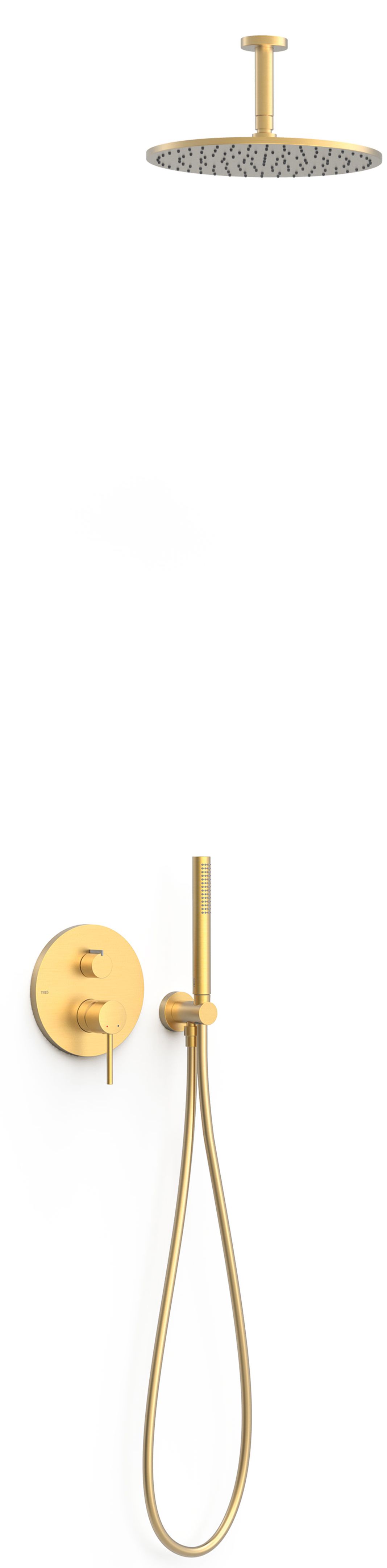 Tres Study Exclusive set de duș ascuns cu duș de ploaie auriu 26228003OM