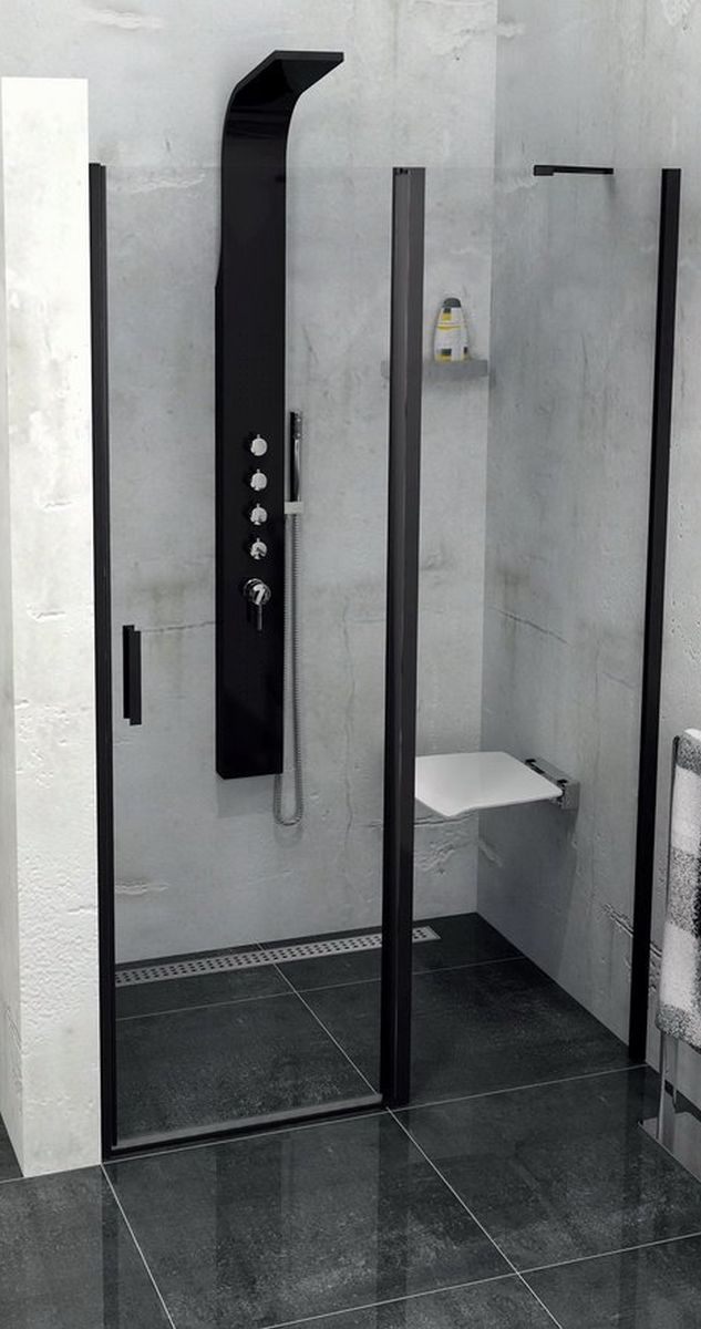 Polysan Zoom Line Black uși de duș 120 cm înclinabilă negru mat/sticlă transparentă ZL1312B