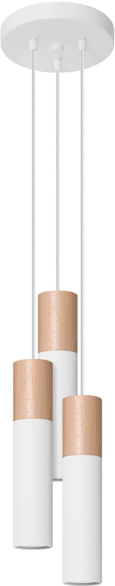 Sollux Lighting Pablo lampă suspendată 3x40 W alb-lemn SL.1013
