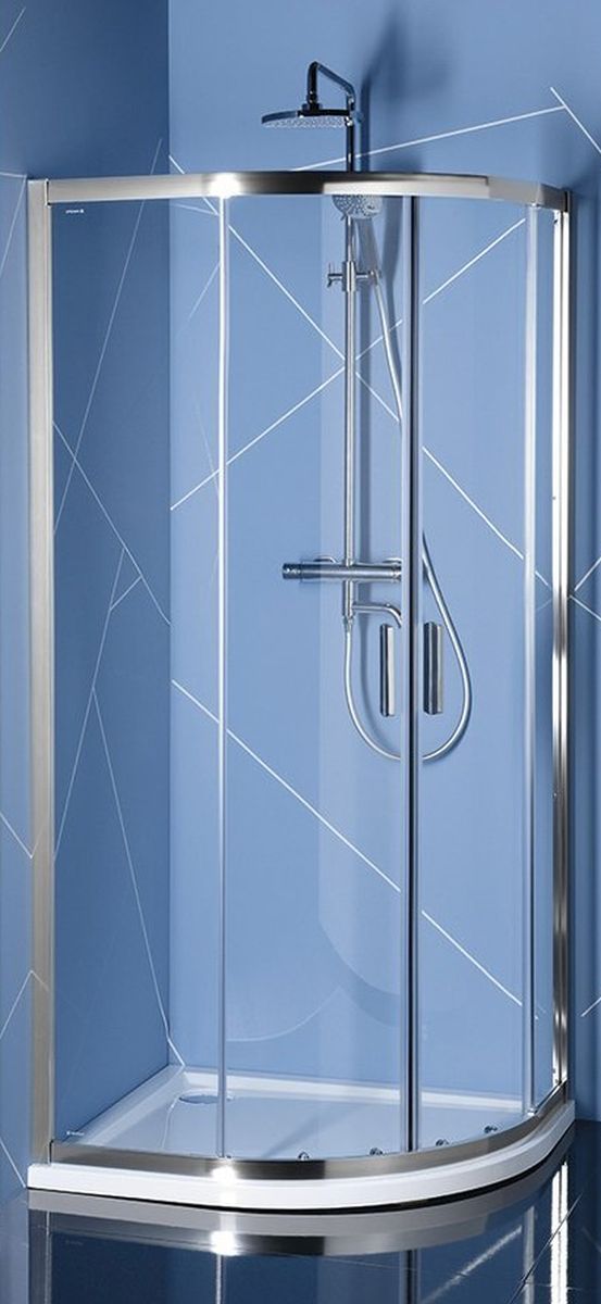Polysan Easy Line cabină de duș 80x80 cm semicircular crom luciu/sticlă transparentă EL2515
