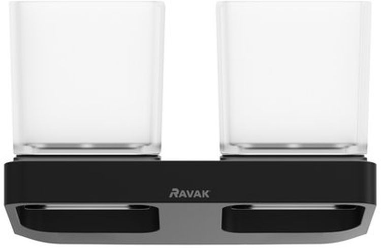 Ravak 10° set căni de sticlă cu mâner alb-negru X07P558