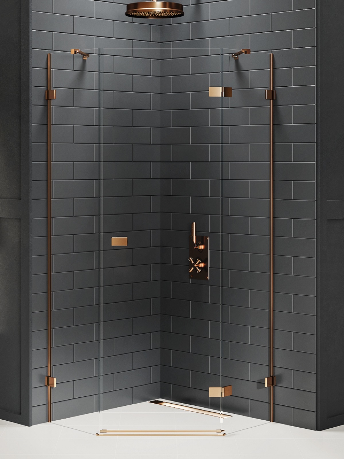 New Trendy Avexa Copper Brushed cabină de duș 80x80 cm cupru periat/sticlă transparentă EXK-3819