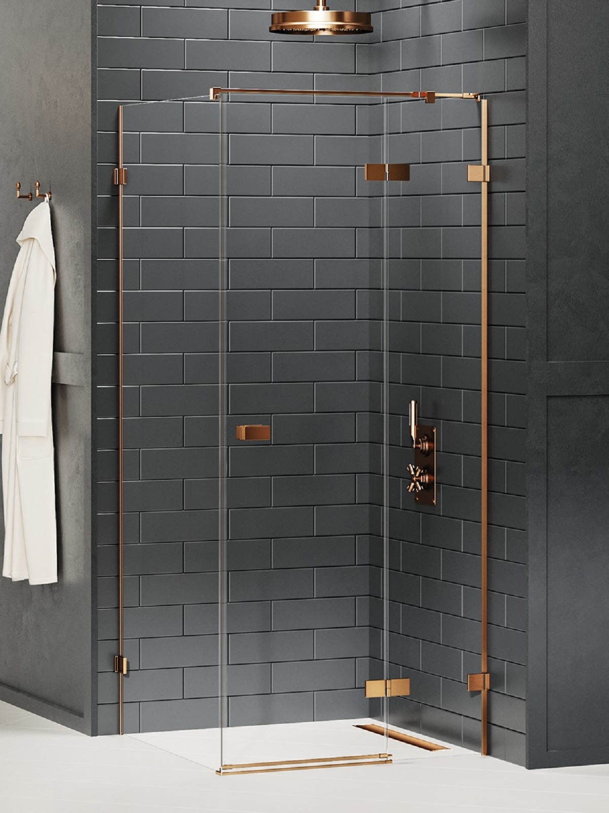 New Trendy Avexa Copper Brushed cabină de duș 90x90 cm pătrat cupru periat/sticlă transparentă EXK-3583