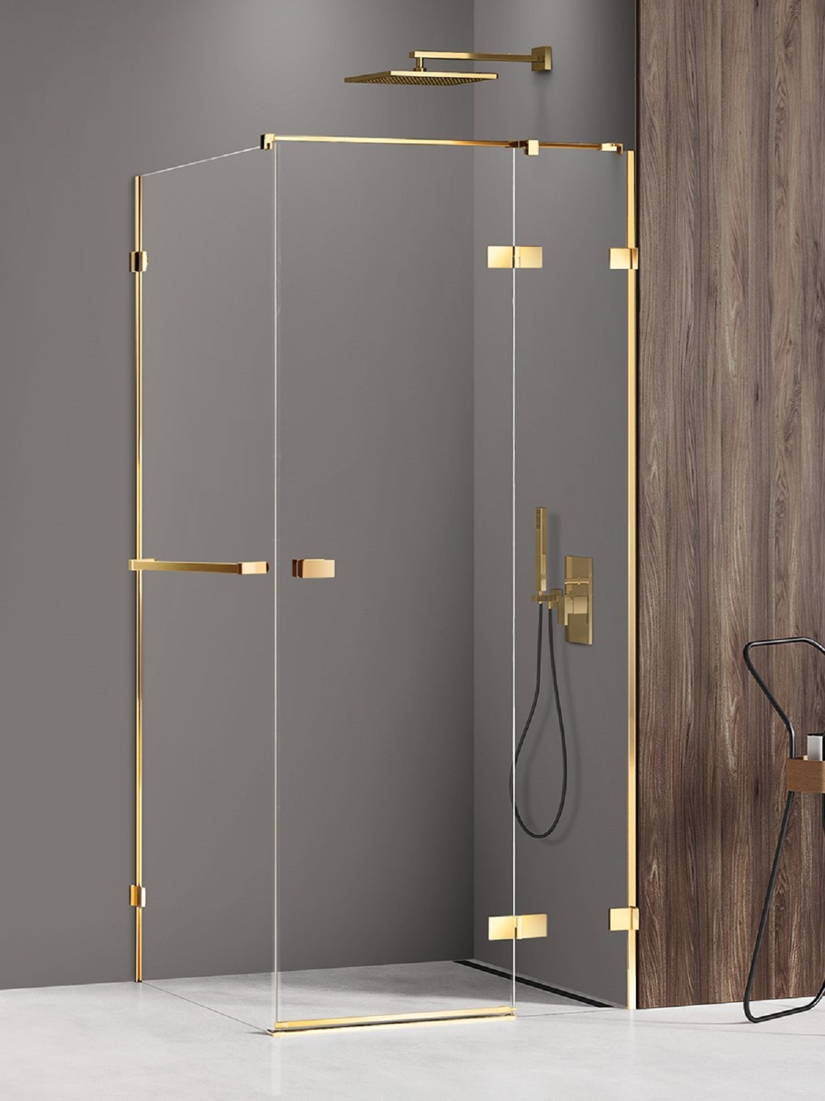 New Trendy Avexa Gold Shine cabină de duș 100x100 cm pătrat auriu luciu/sticlă transparentă EXK-3207