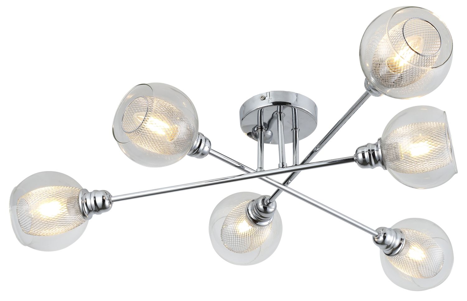 Candellux Dixi lampă de tavan 6x40 W crom-transparent 36-61362