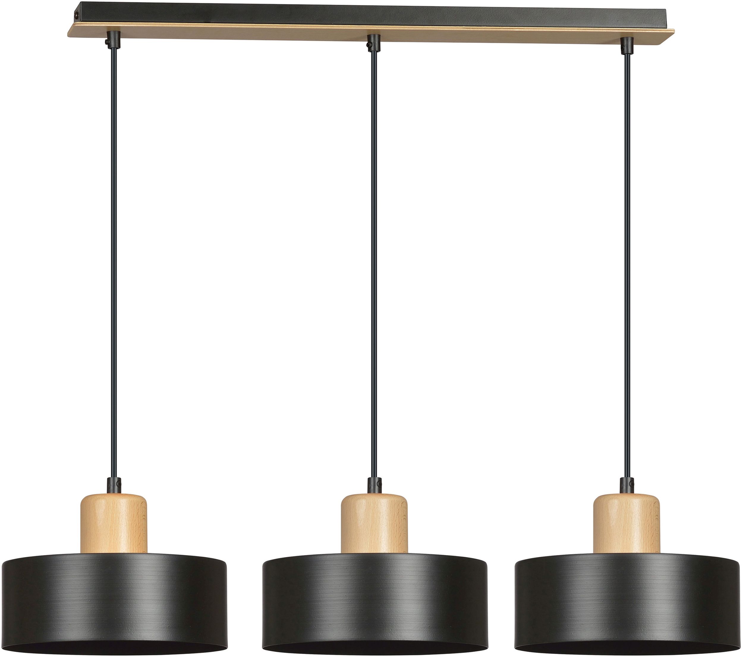 Emibig Torin lampă suspendată 3x15 W negru-lemn 1046/3