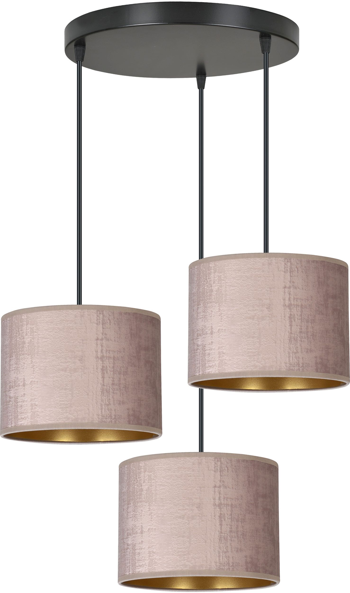Emibig Hilde lampă suspendată 3x15 W negru-roz-auriu 1053/3PREM