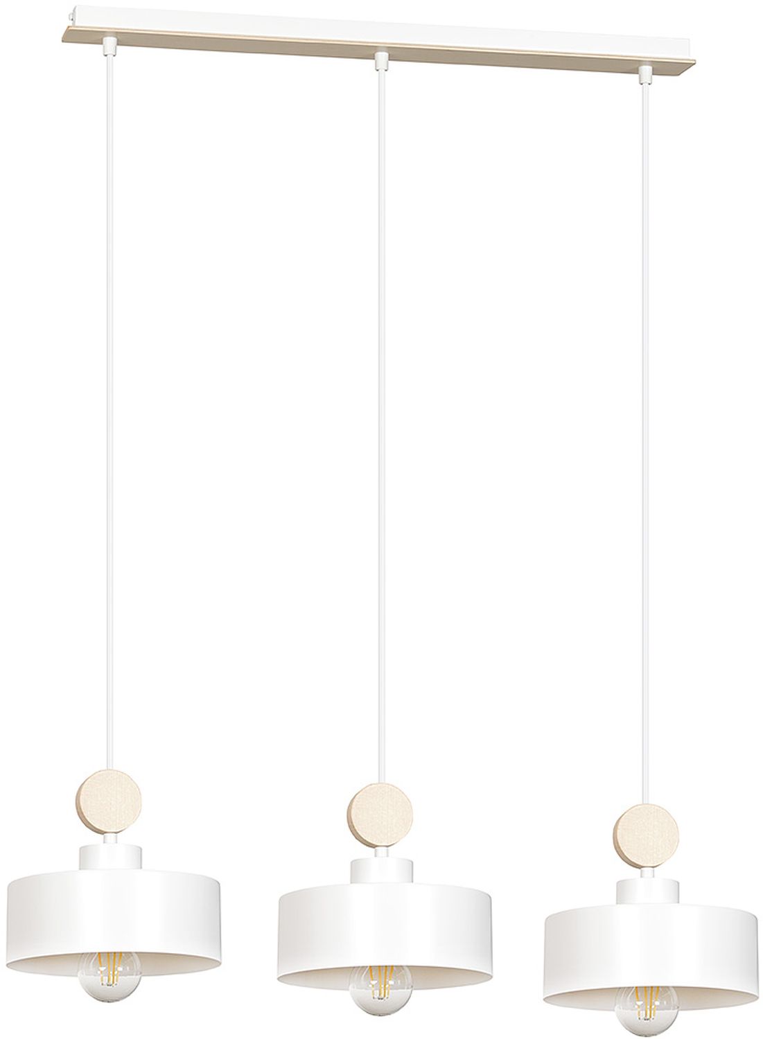 Emibig Tuniso lampă suspendată 3x15 W alb-lemn 583/3