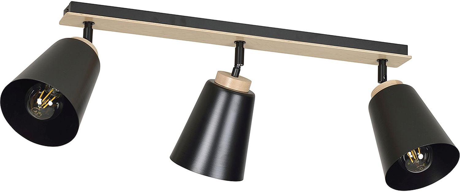 Emibig Atlas lampă de tavan 3x60 W negru-lemn 725/3