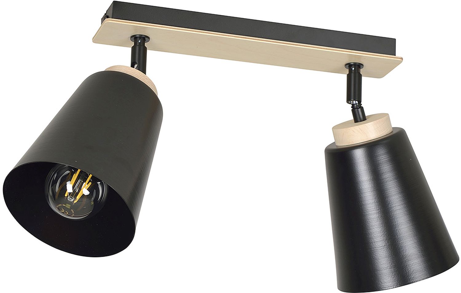 Emibig Atlas lampă de tavan 2x15 W negru-lemn 725/2