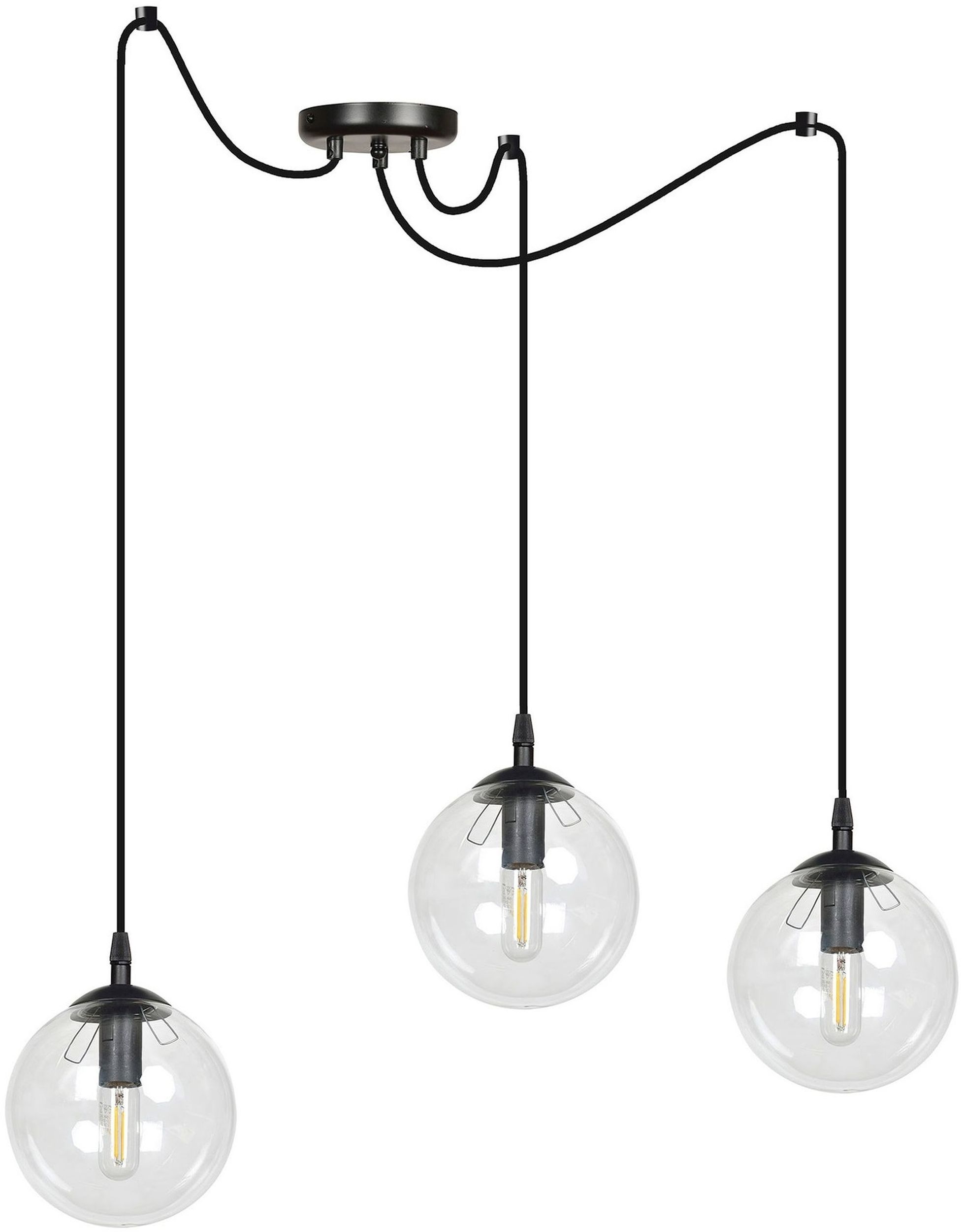 Emibig Gigi lampă suspendată 3x10 W negru-transparent 936/3