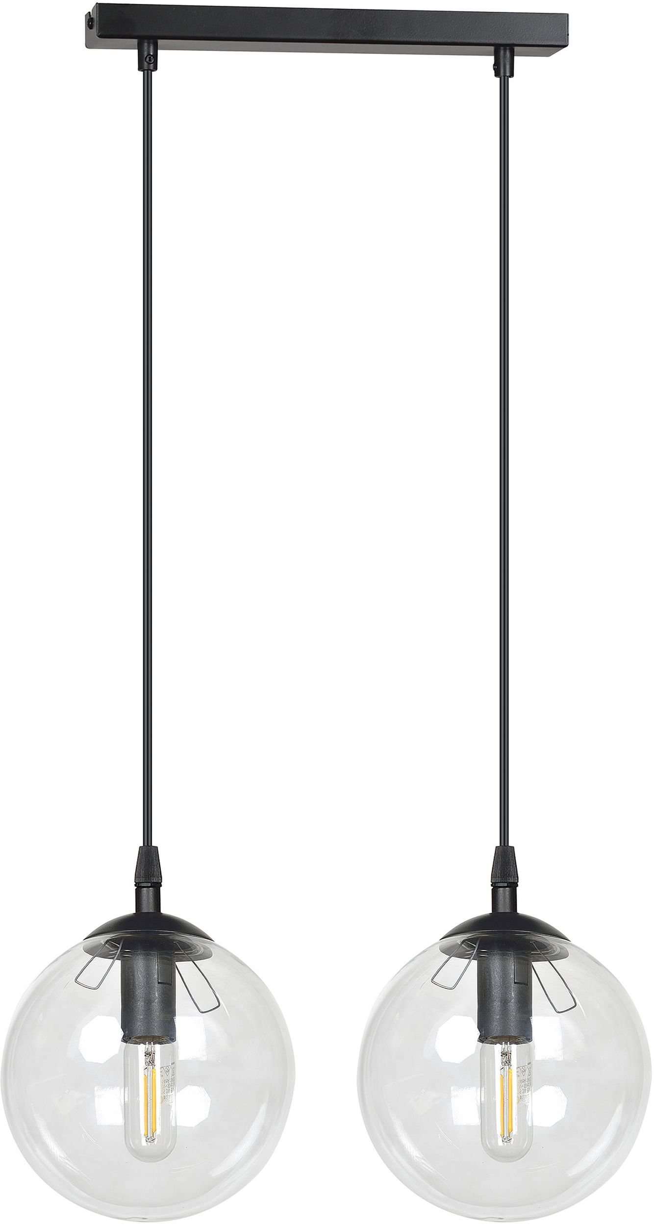 Emibig Cosmo lampă suspendată 2x40 W negru-transparent 711/2