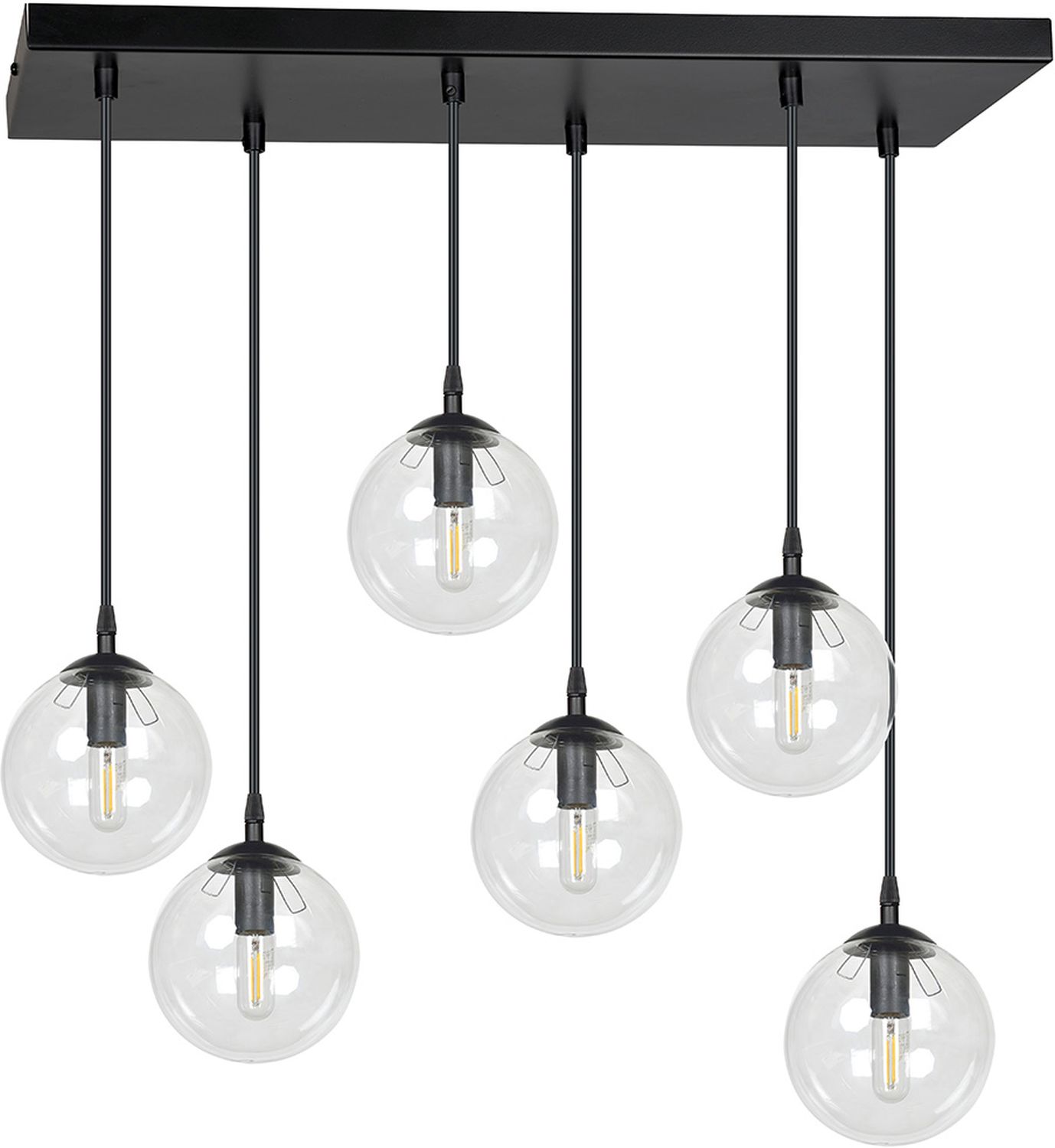 Emibig Cosmo lampă suspendată 6x10 W negru-transparent 711/6