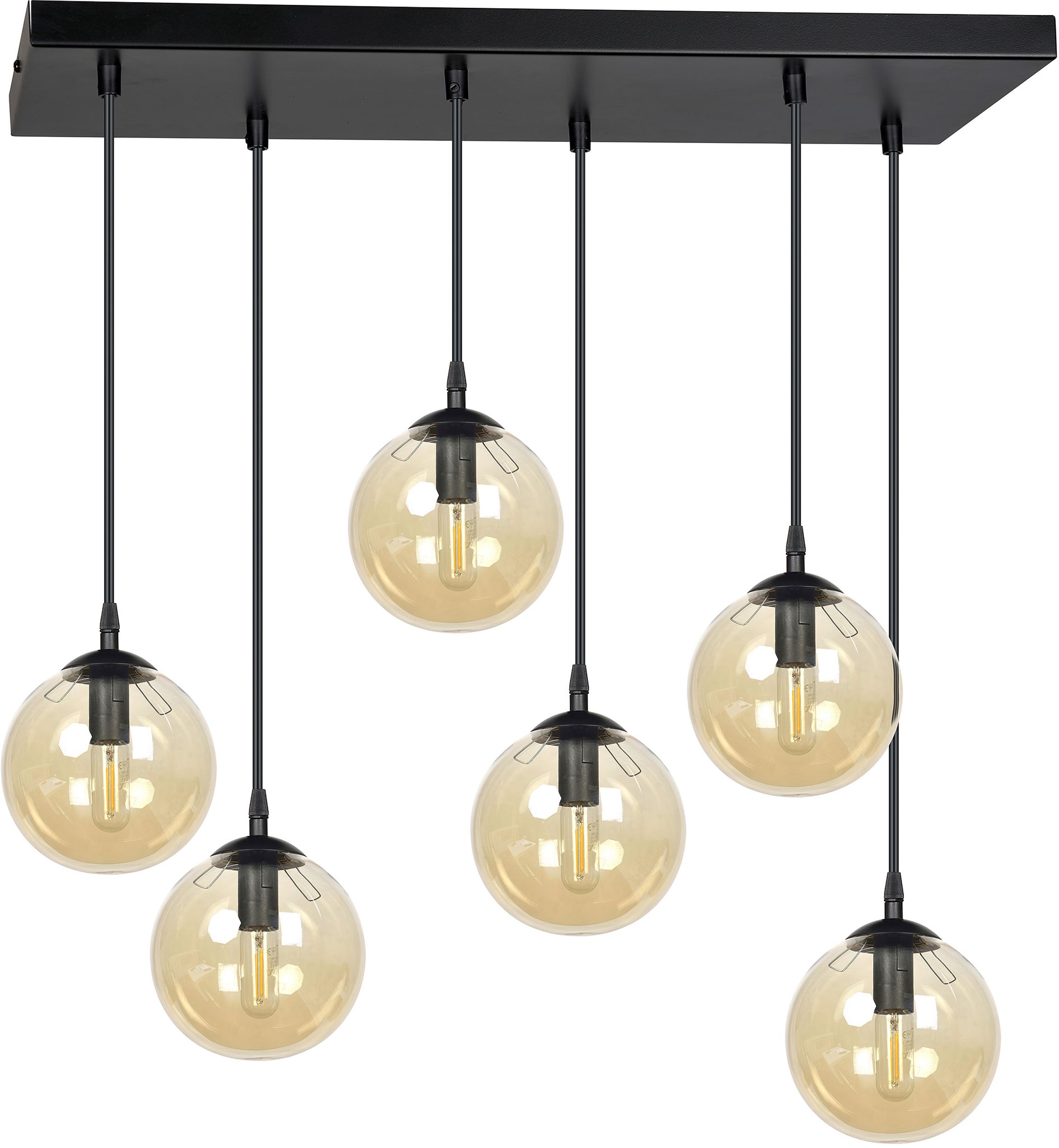 Emibig Cosmo lampă suspendată 6x40 W negru-chihlimbar 713/6