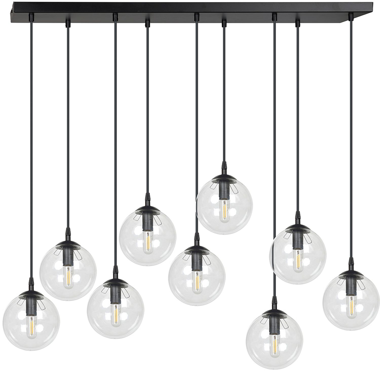 Emibig Cosmo lampă suspendată x10 W negru-transparent 711/9