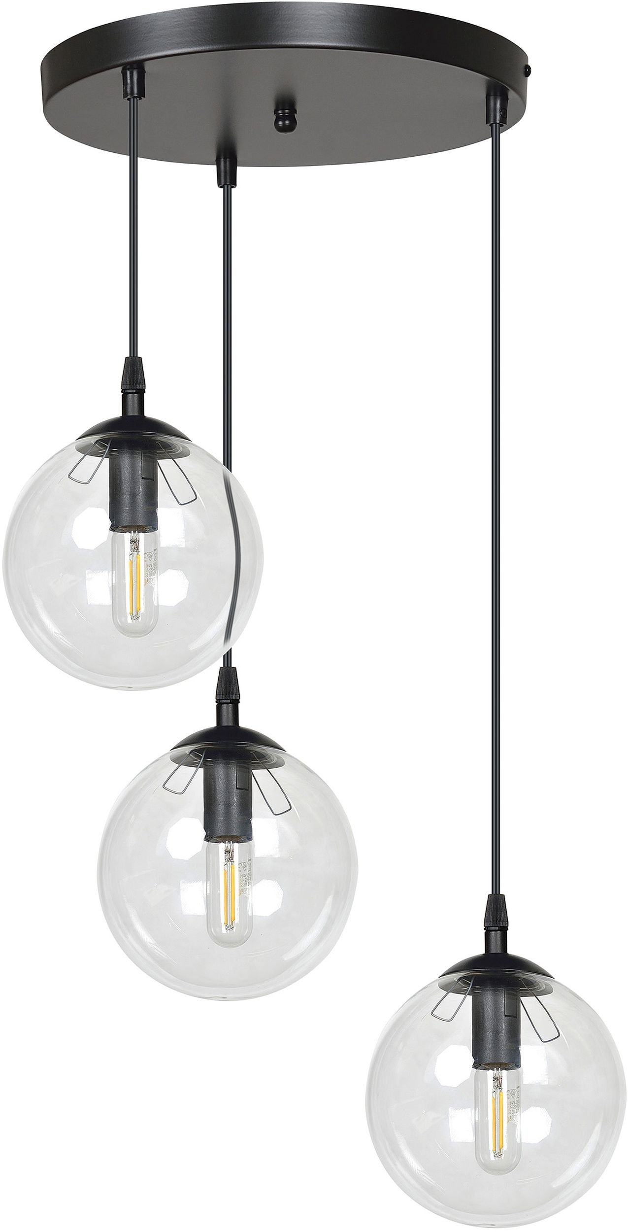 Emibig Cosmo lampă suspendată 3x40 W negru-transparent 711/3PREM