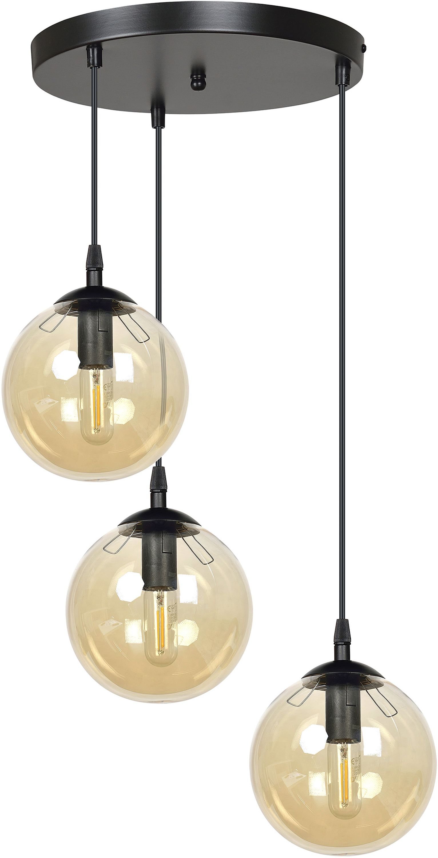 Emibig Cosmo lampă suspendată 3x40 W negru-chihlimbar 713/3PREM