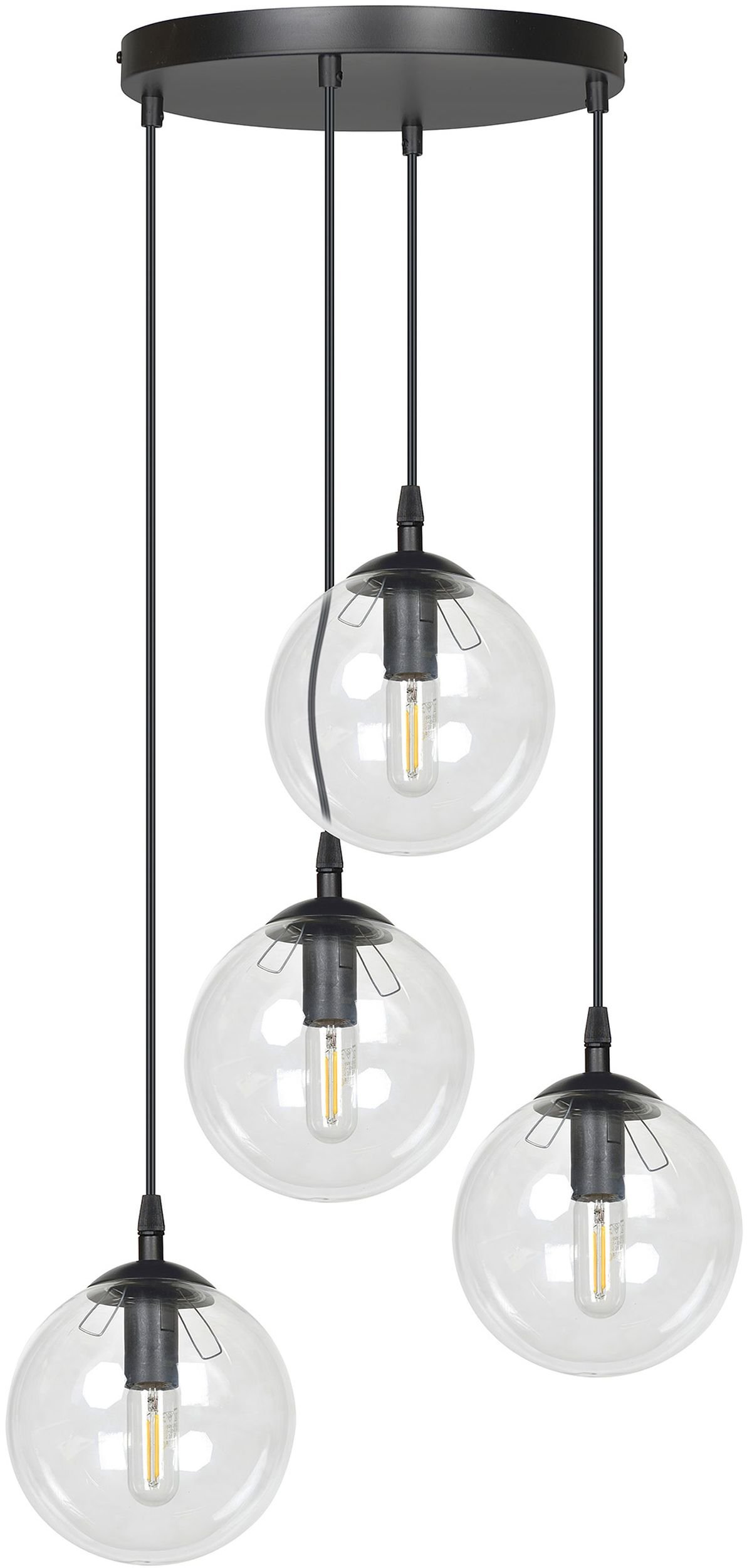 Emibig Cosmo lampă suspendată 4x40 W negru-transparent 711/4PREM